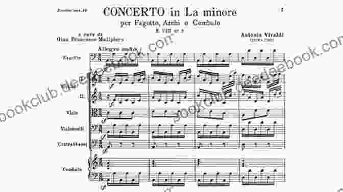 Handwritten Manuscript Of Antonio Vivaldi's Bassoon Concerto In E Minor Vivaldi Bassoon Concerto Sheet Music Score: Antonio Vivaldi