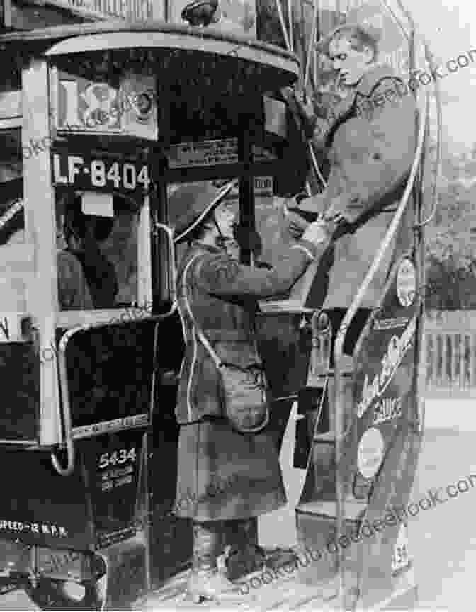 Kass Mcgann, A Yorkshire Traction Buses Conductress, Standing Beside A World War II Era Bus. Yorkshire Traction Buses Kass McGann